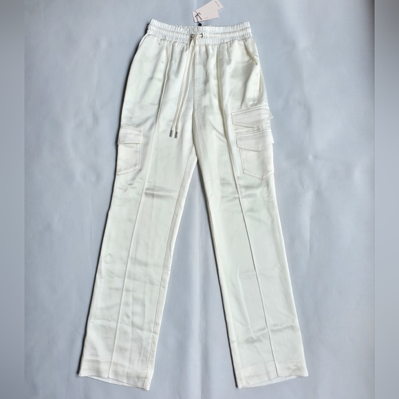 NWT$395 Cinq a Sept Sarie High Rise Cargo Pocket Ivory Track Pants Trousers Sz S - Picture 9 of 16